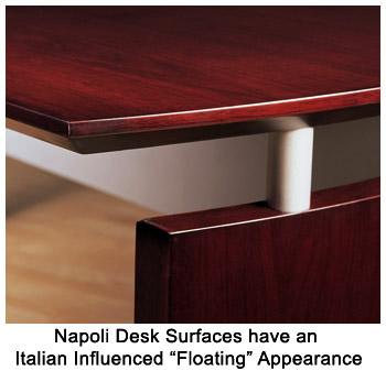 Napoli Desk Surfaces have an  Italian Influenced “Floating” Appearance