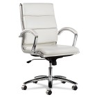 Neratoli Mid-Back Swivel/Tilt Chair, White Soft-Touch FauxLeather, Chrome Frame