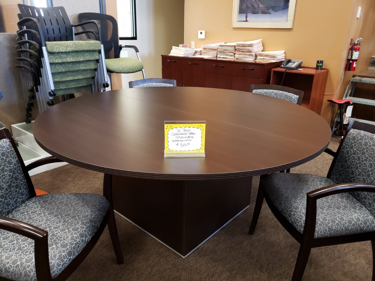 6 Foot Round Espresso Conference Table