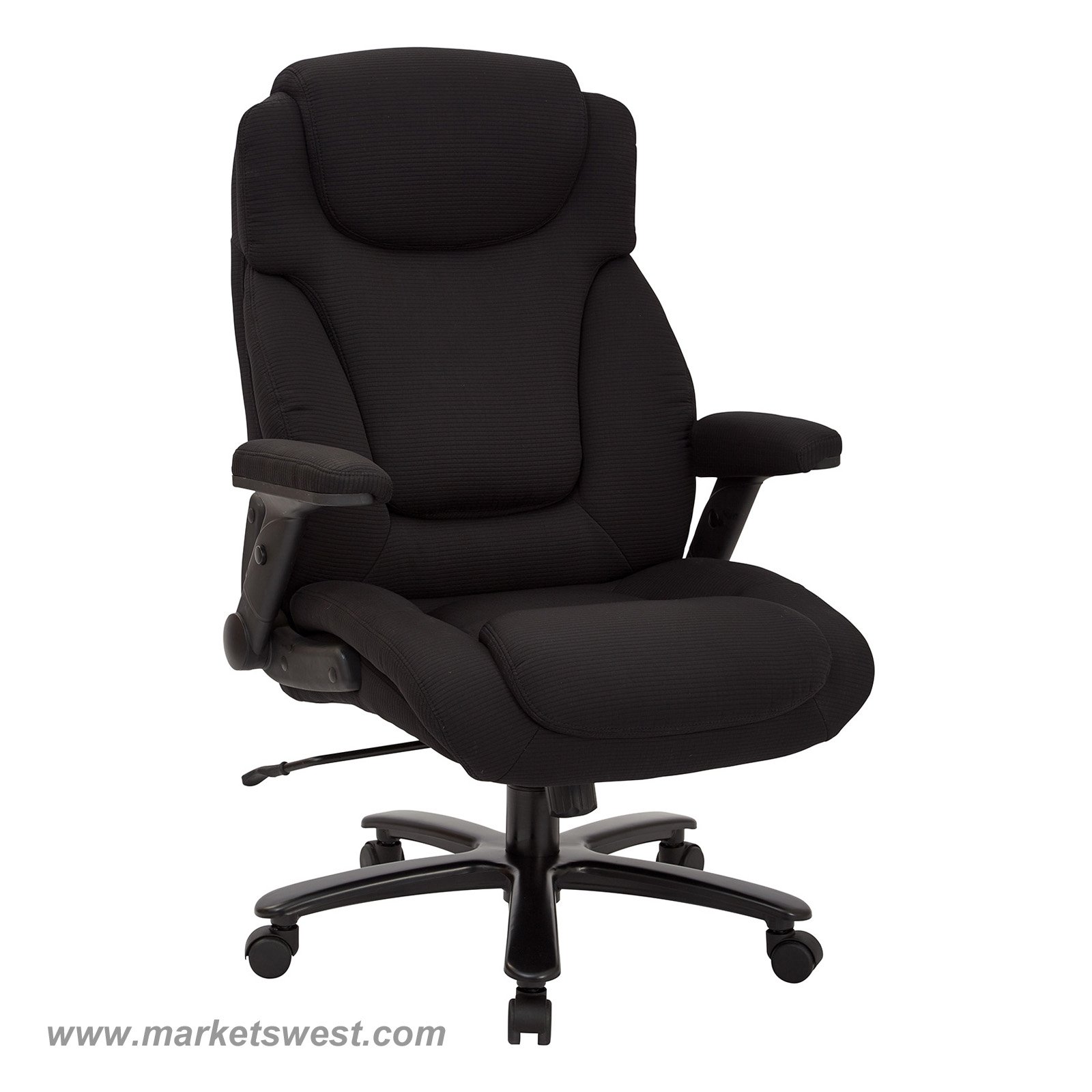 Big Tall High Back Black Fabric Executive Chair With Padded Flip Arms