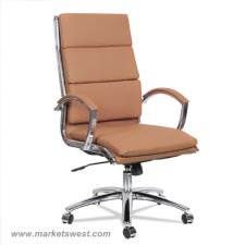 Neratoli High-Back Swivel/Tilt Chair, Red Soft-Touch Leather, Chrome Frame