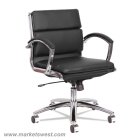 Neratoli Low-Back Swivel/Tilt Chair, Black Soft-Touch Leather, Chrome Frame