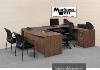 U Shape Office Desk Suite 71" x 112" Bow Front