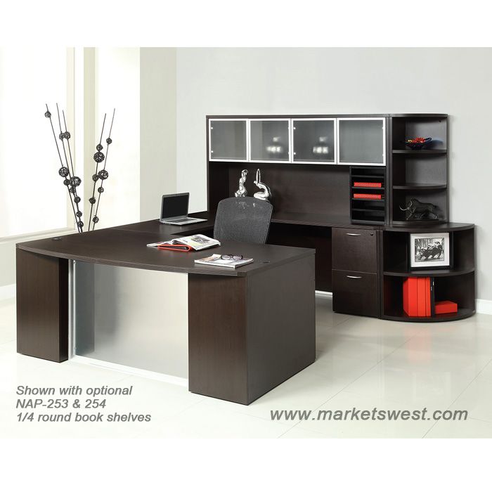U Shape Office Desk Suite W Hutch 72 X 113 In Espresso Or Urban