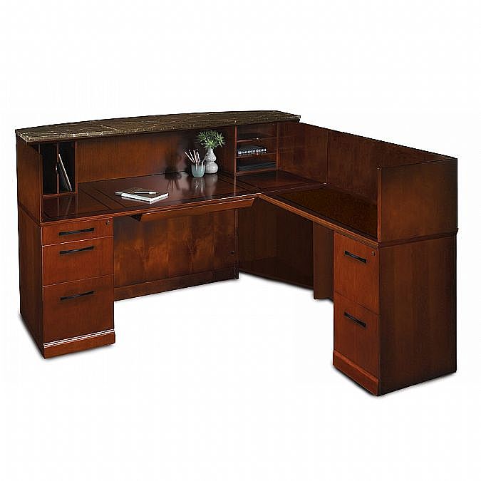 Sorrento Reception Desk With Granite Counter Right Hand Return