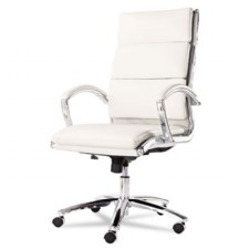 Neratoli High-Back Swivel/Tilt Chair, White Soft-Touch Faux Leather, Chrome Frame