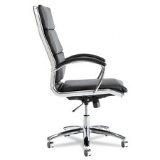 Neratoli High-Back Swivel/Tilt Chair, Black Soft-Touch Leather, Chrome Frame