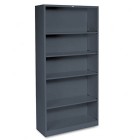 HON Brigade Metal Bookcase, 5 Shelves, 3' x 6' x 12' Charcoal