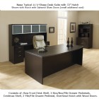 Executive Office Suite - Desk, Hutch, Credenza - Espresso/Urban Walnut