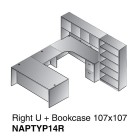 Right U-Shape Desk Suite + Bookcase 107x107