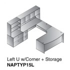 Left U-Shape Desk Suite w-Corner + Storage 107x107