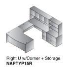 Right U-Shape Desk Suite w-Corner + Storage 107x107