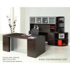 Executive Desk Suite w/Hutch & Glass Modesty Panel Espresso Finish
