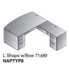L-Shape Bow Top Desk 71x89, Espresso or Urban Walnut Finish